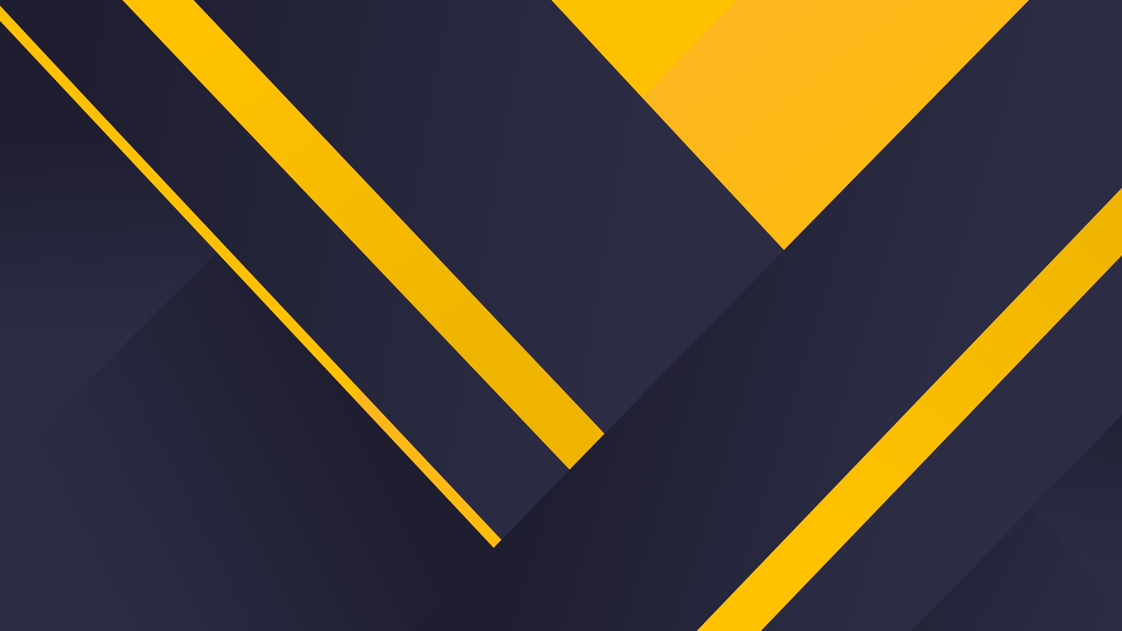 Wallpaper 4k Geometric Material Yellow Blue 4k 4k Wallpaper, 5k