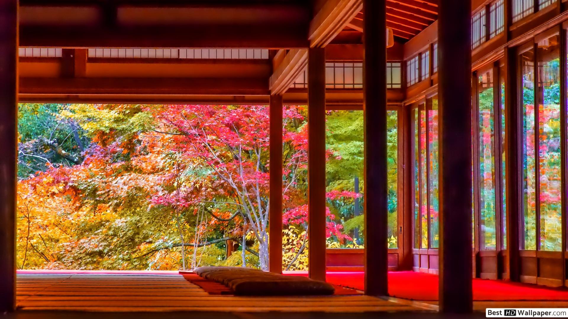 Japanese House in Autumn HD wallpaper download