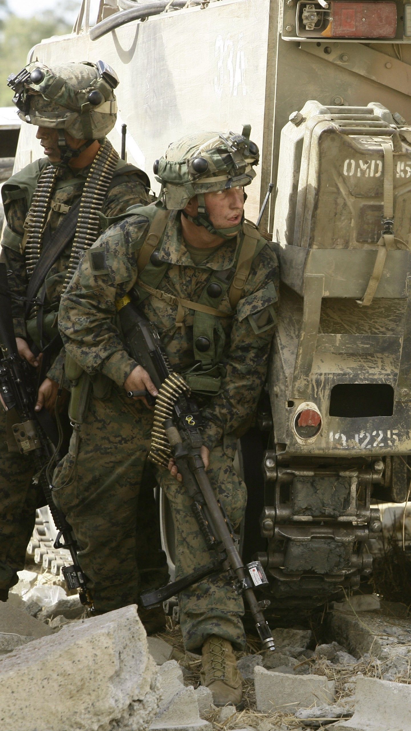 Wallpaper U.S. Marine, soldier, training, rifle, vehicle, M113