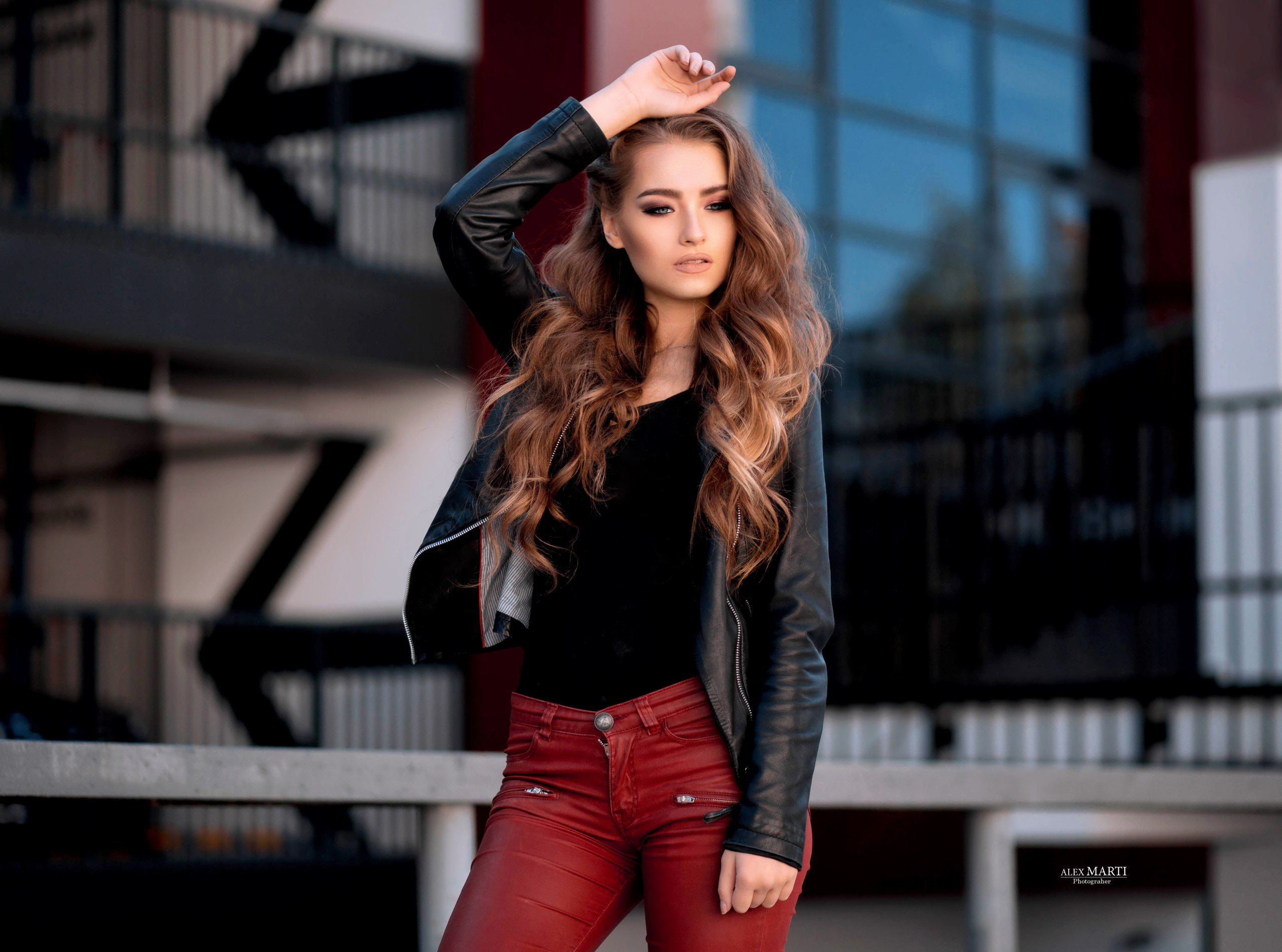 Girl Leather Jackets Outdoor, HD Girls, 4k Wallpaper, Image