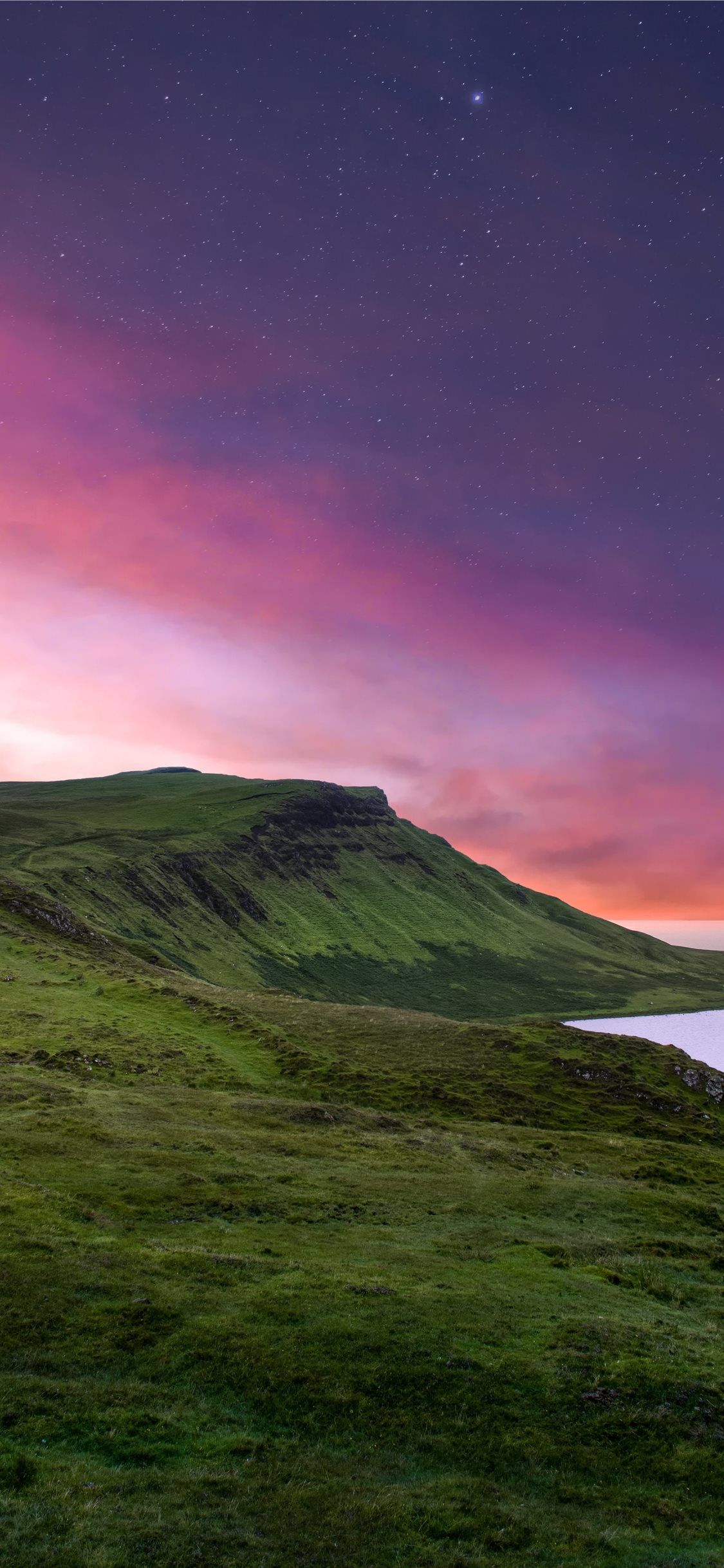 green mountain under purple sky iPhone 11 Wallpapers Free Download