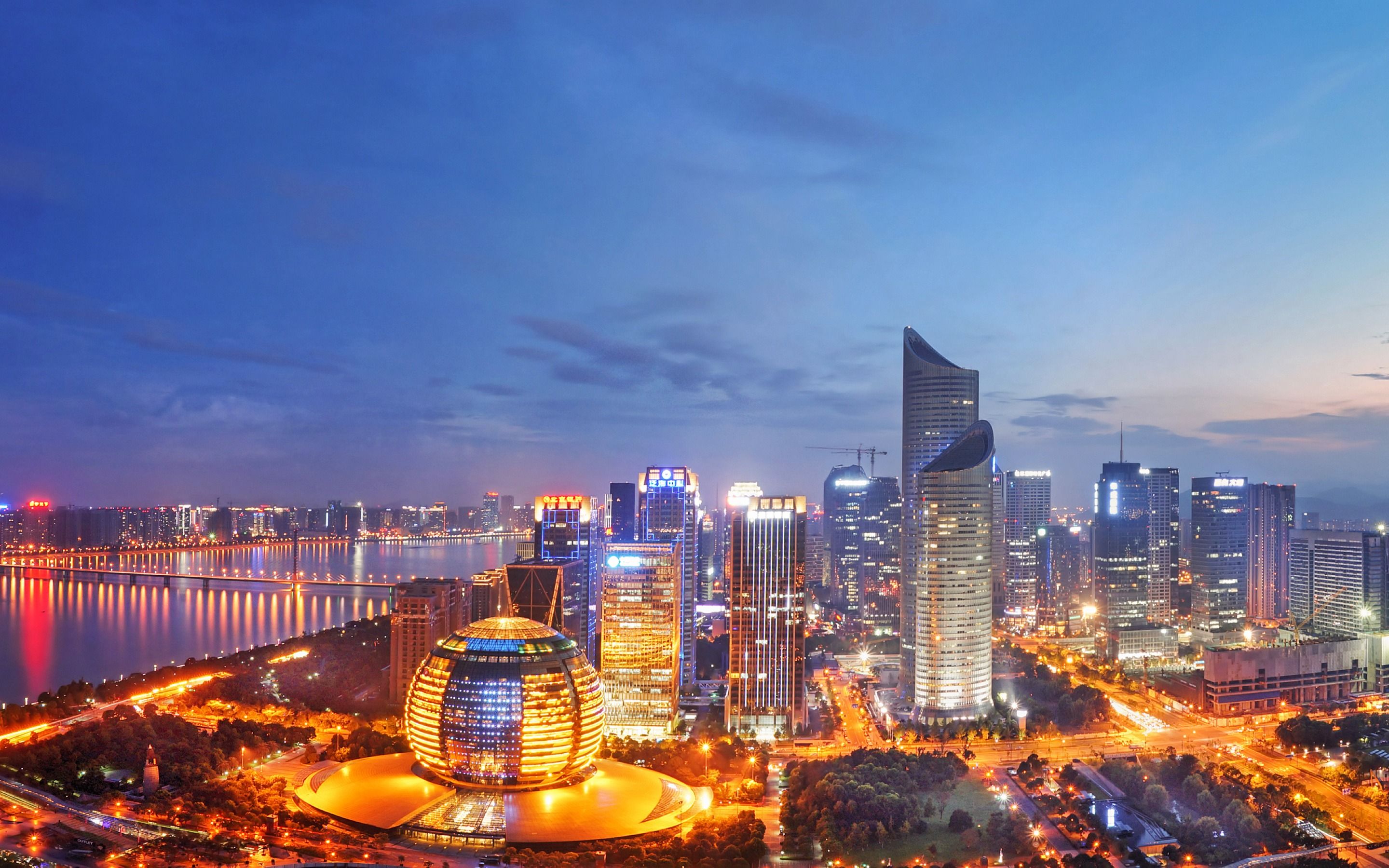 Download wallpaper Hangzhou, nightscapes, asian cities, Zhejiang
