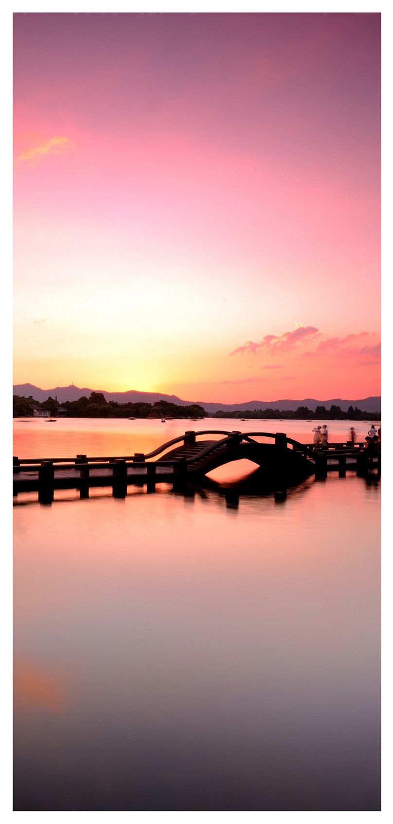 hangzhou west lake long bridge mobile wallpaper background image