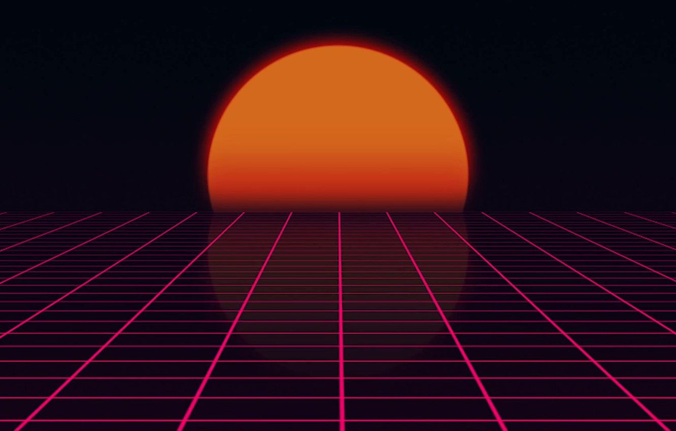 Wallpaper The sun, Music, Star, Background, 80s, Neon, 80's, Synth