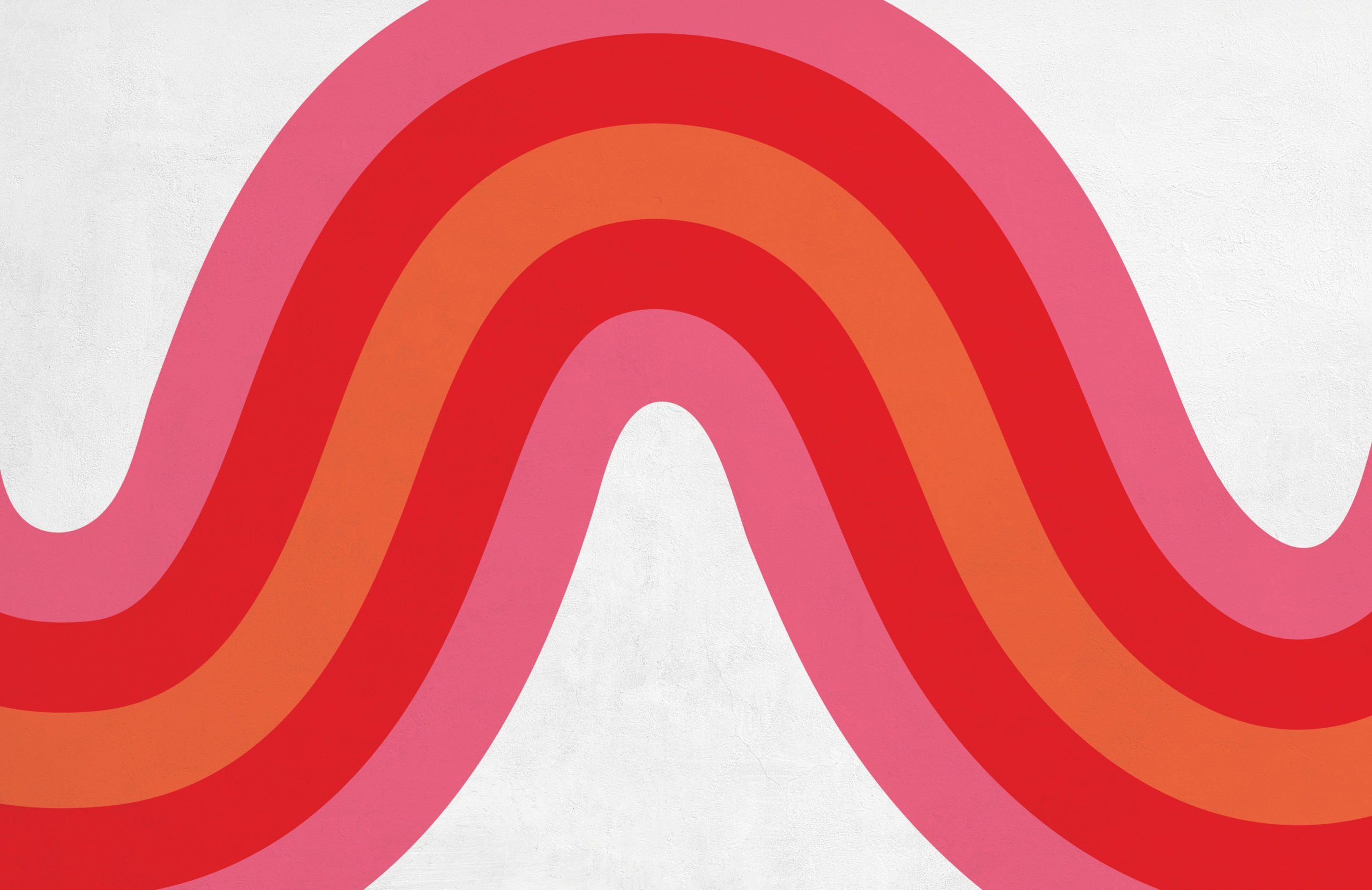 Pink, Red & Orange 70's Wave Wall Mural