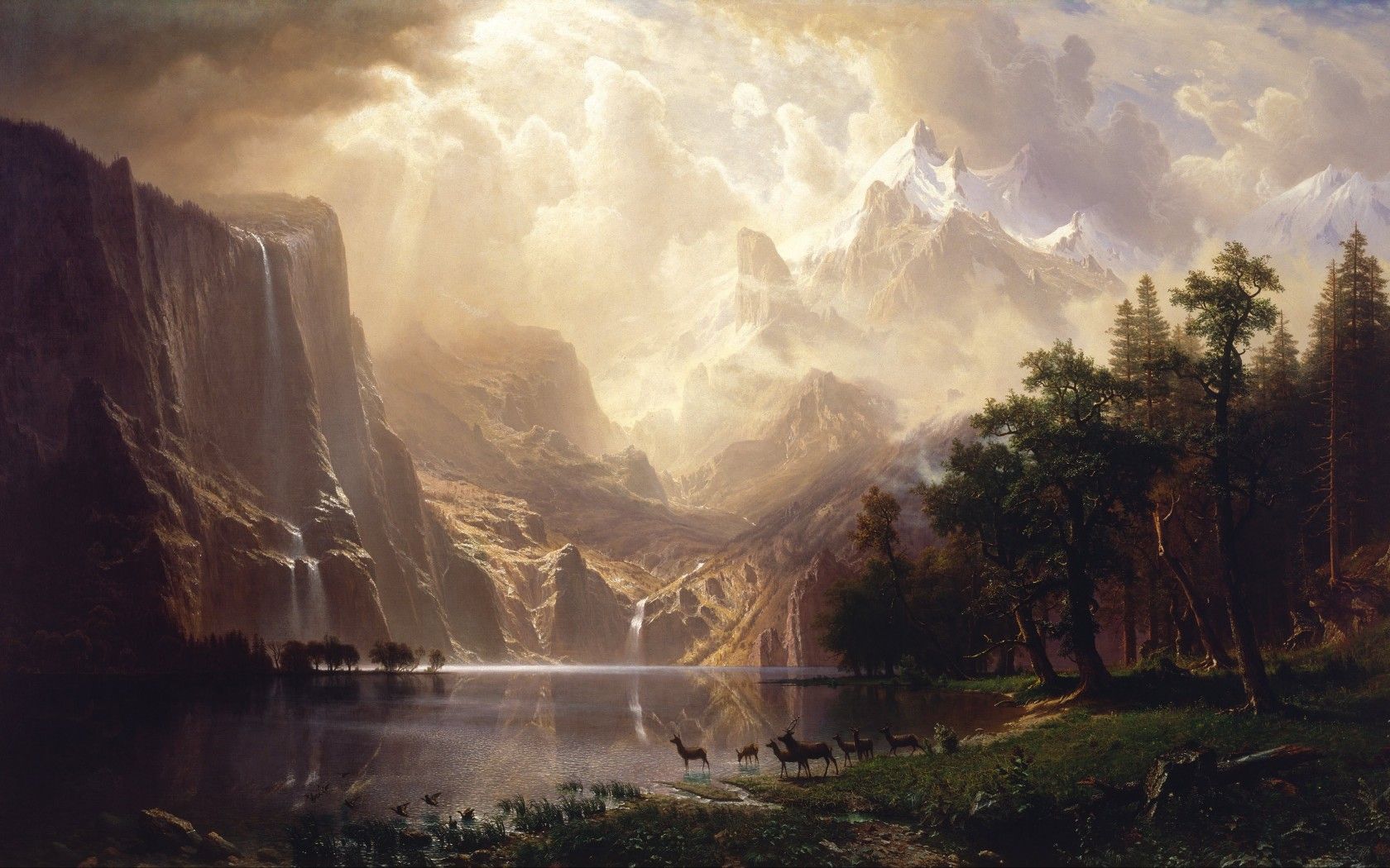 Wallpaper Among the Sierra Nevada, California, Albert Bierstadt