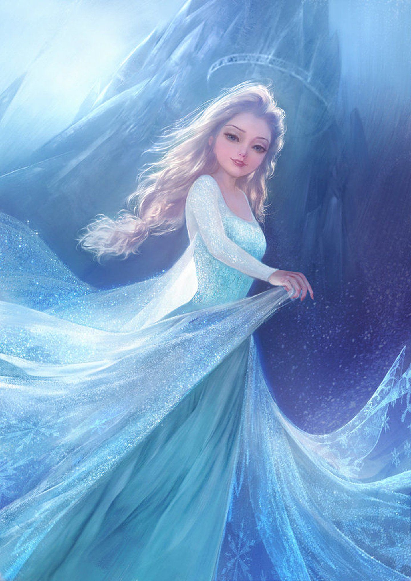 Disney character blue snow princess wallpaperx2037