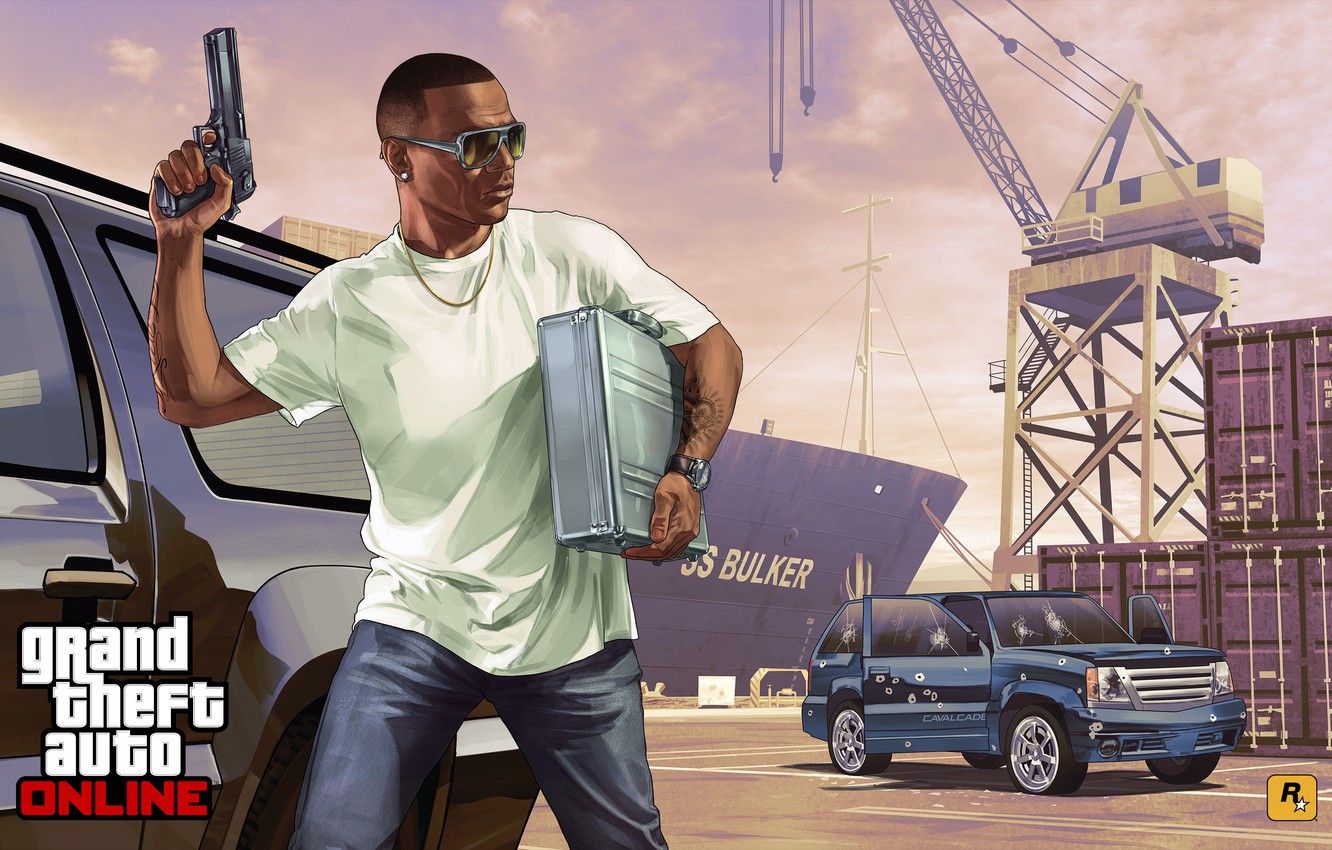 Wallpaper machine, man, port, Grand Theft Auto V, gta online