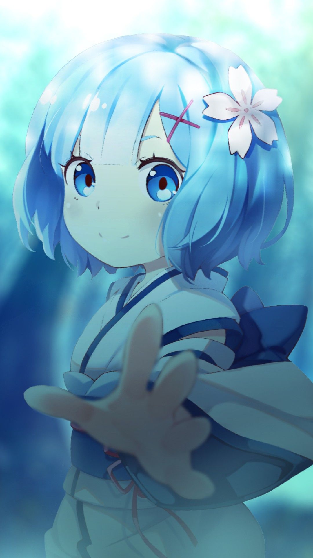 Wallpaper Rem, Anime girl, Blue eyes, Re:Zero, Anime / Most