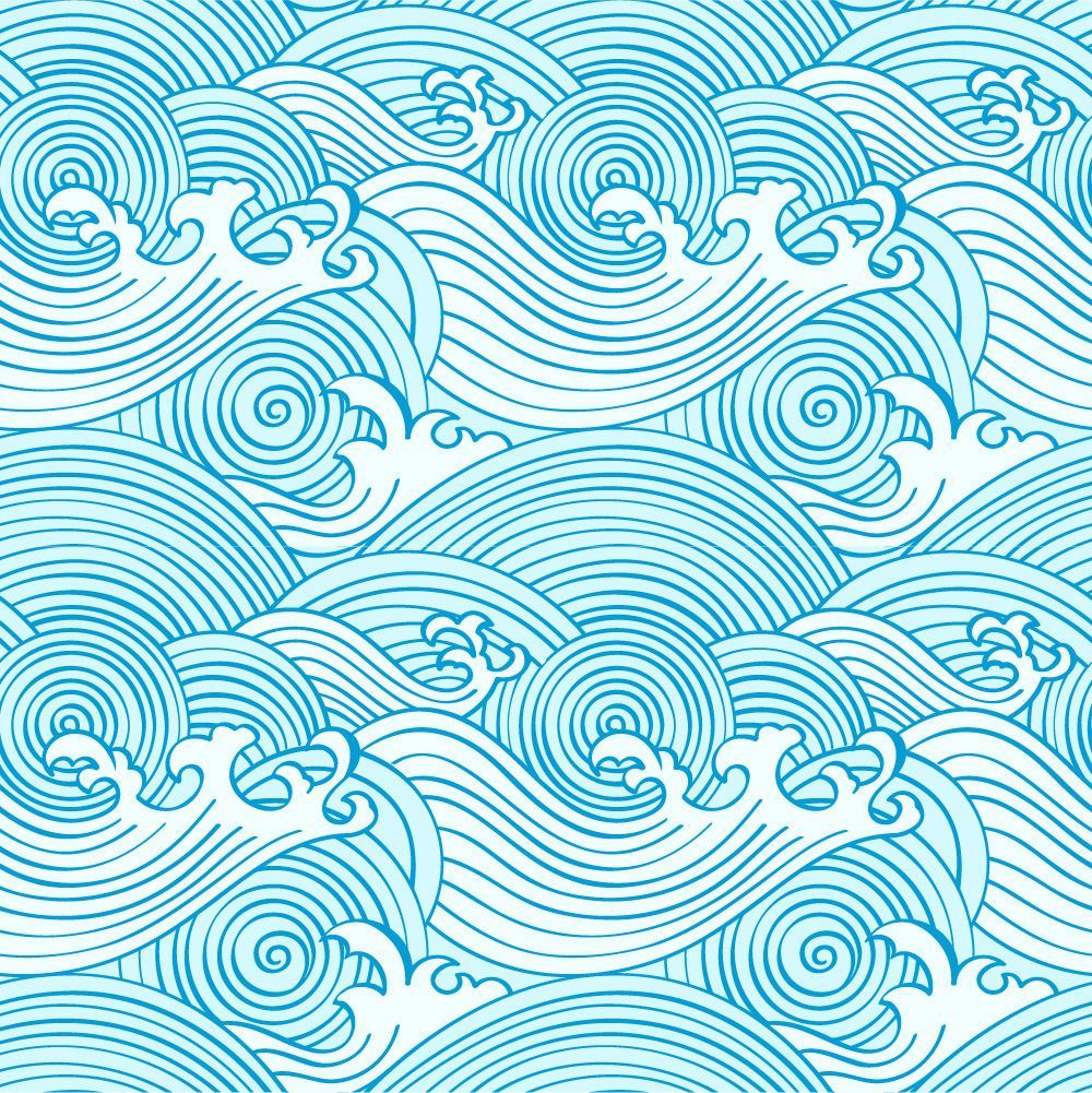 Japanese Seamless Waves Pattern In Ocean Colors. ohpopsi