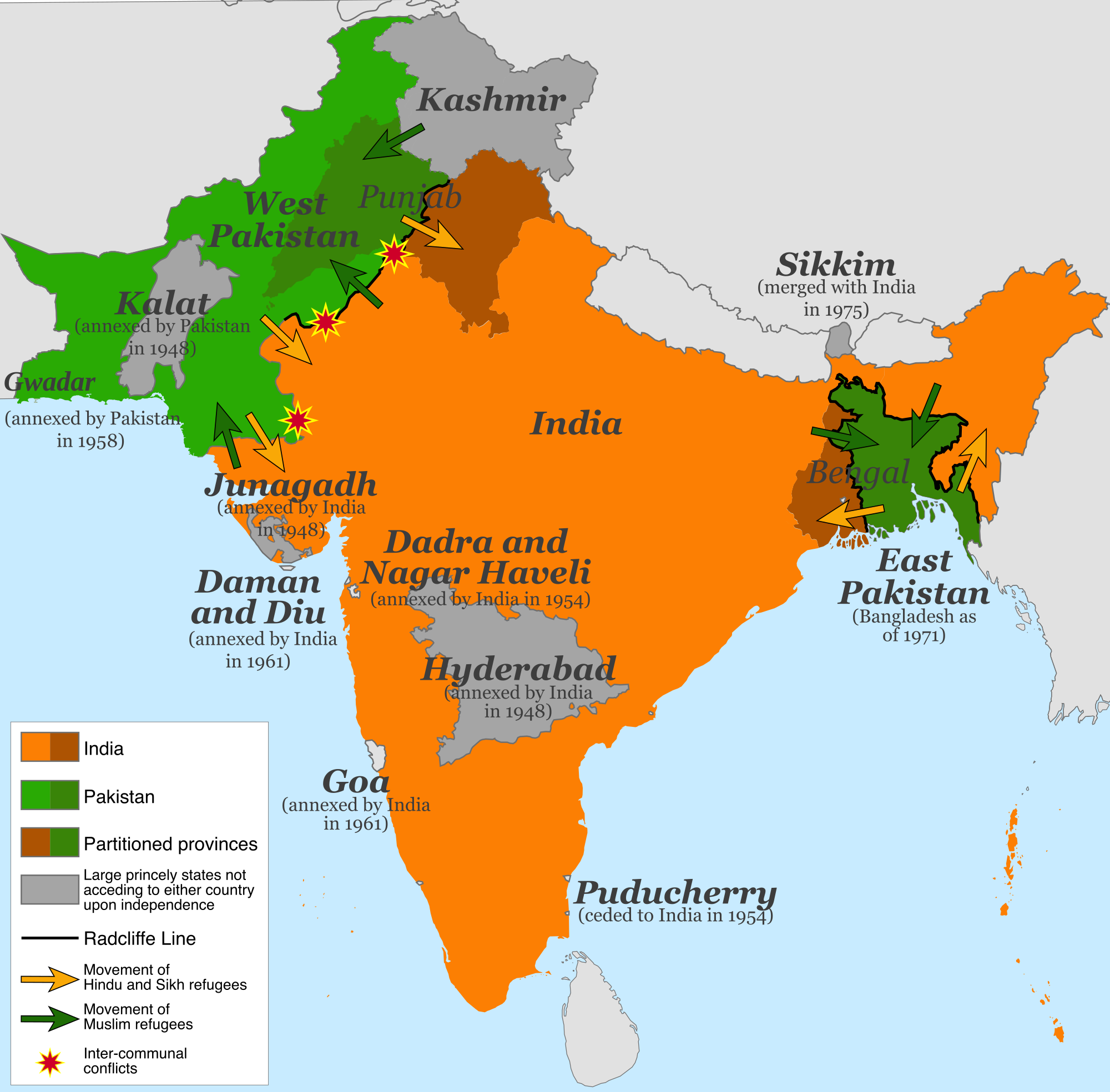 The partition of India (1947). India map, History of india, India