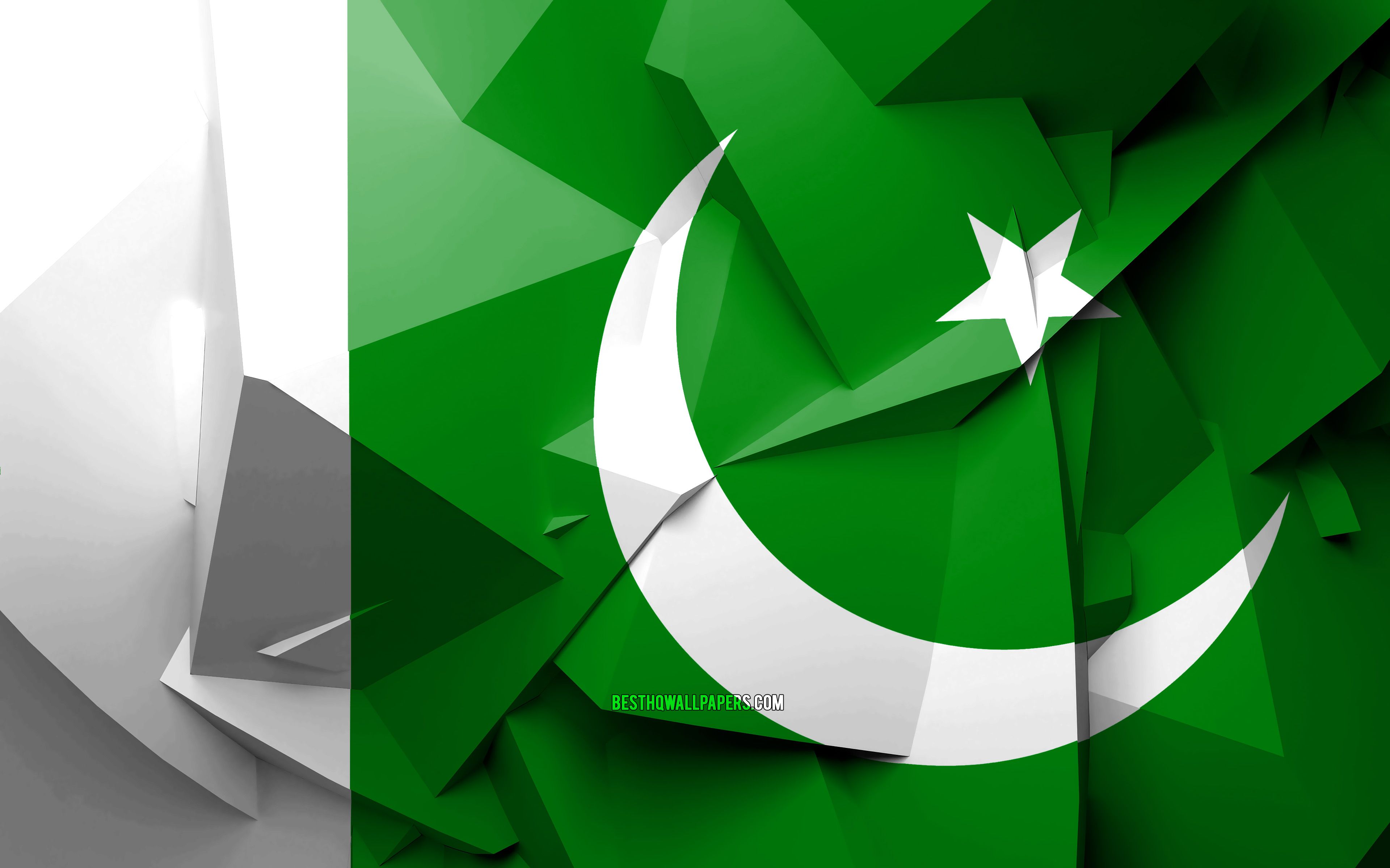 Download wallpaper 4k, Flag of Pakistan, geometric art, Asian
