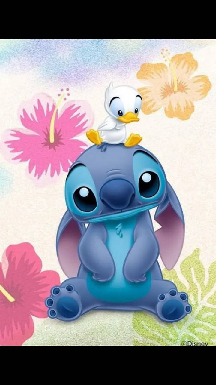 Stitch and baby duck wallpaper