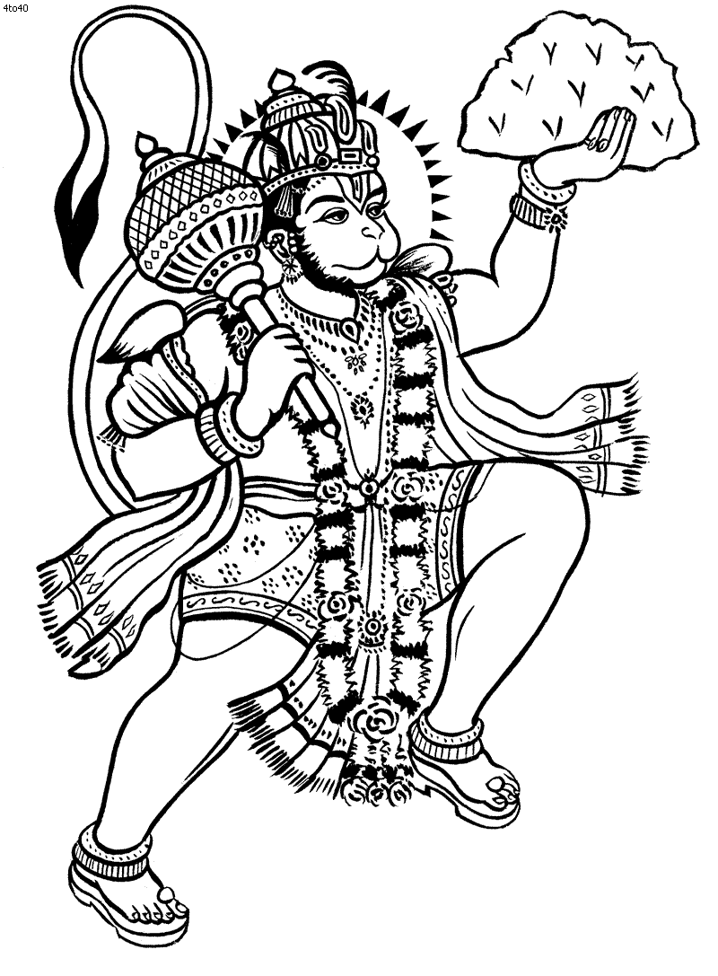 Drawing image of Shri Hanuman Bhagwan