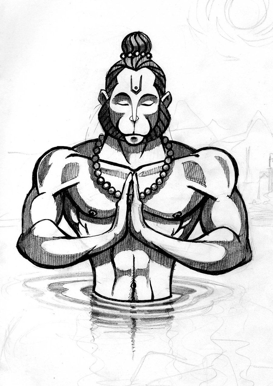 Painting Of Lord Hanuman Ji Pencil Sketch In - GranNino