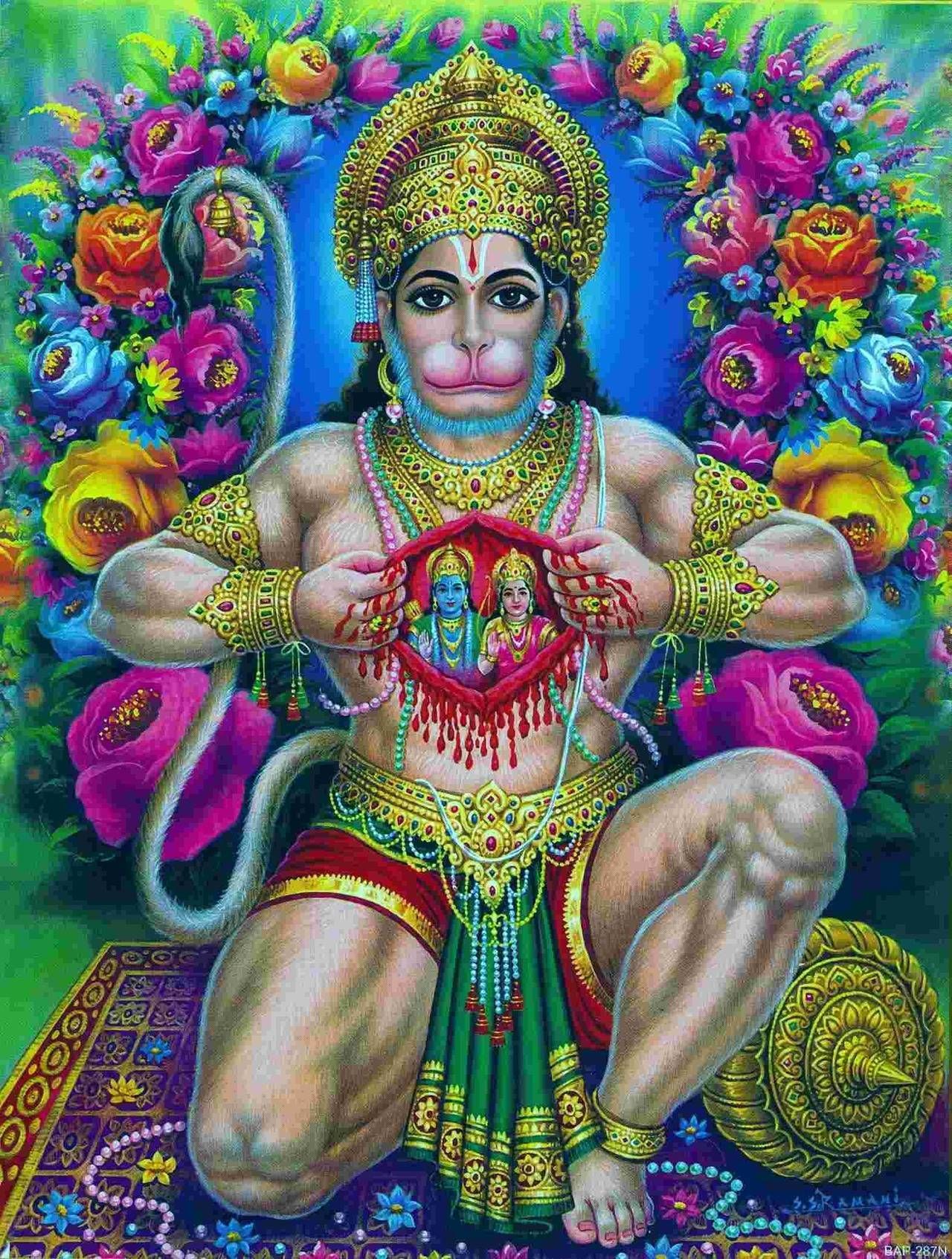 Hanuman - opening his chest to show that ram (Sita & Rama) were