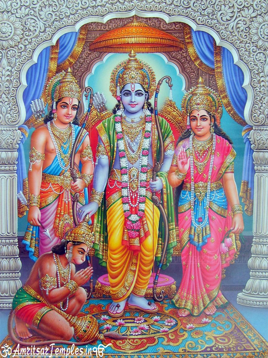 Beautiful Picture of Ram, Sita, Lakshman and Hanuman Bhagwan