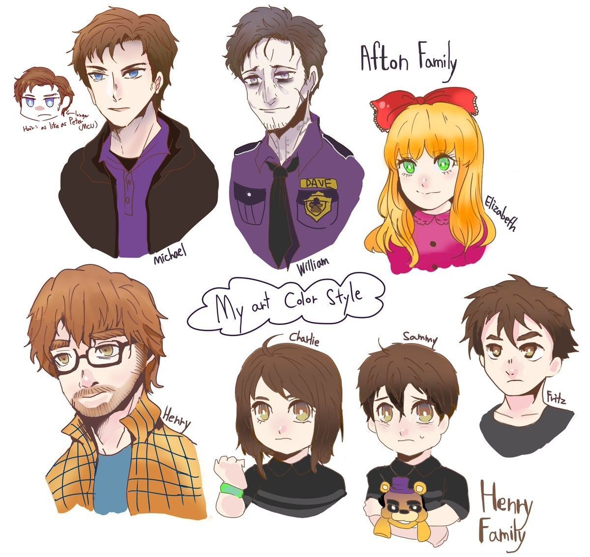 Afton family & Henry family. Fnaf art, Fnaf, Fnaf comics