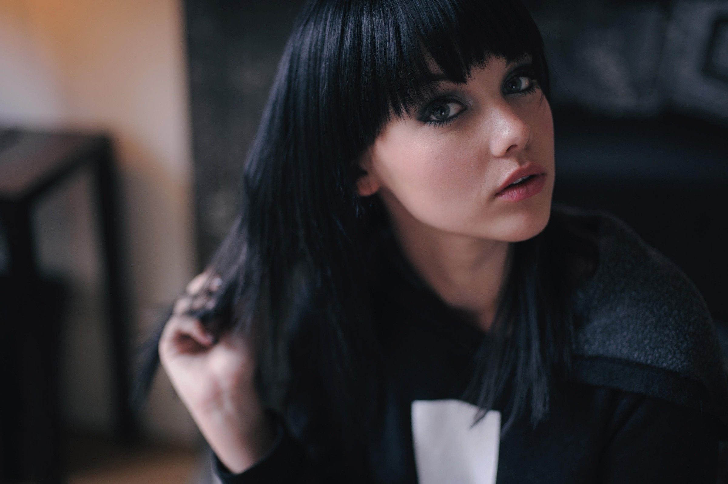 #model, #Melissa Clarke, #women, #blue eyes, #black hair