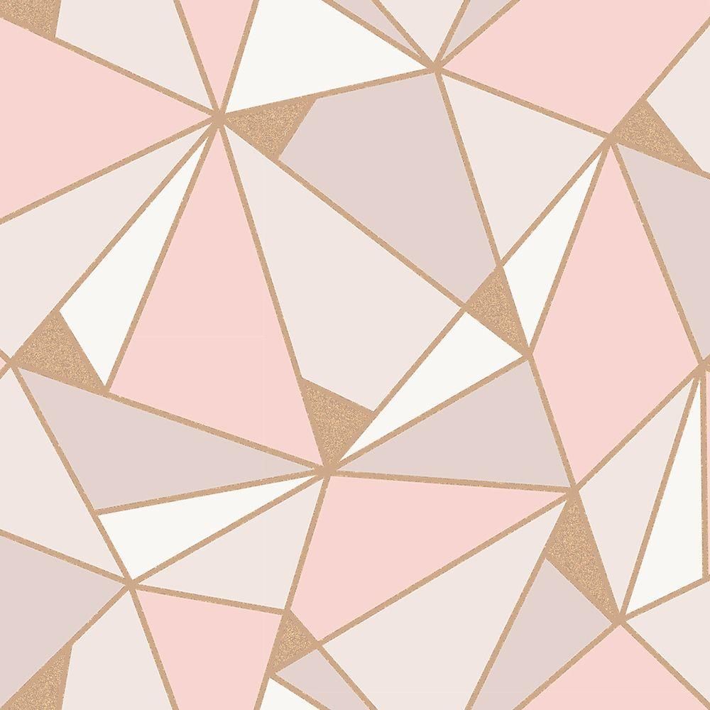 Crown Wallpaper. Trance Geometric Rose Gold Blush Pink. M1431