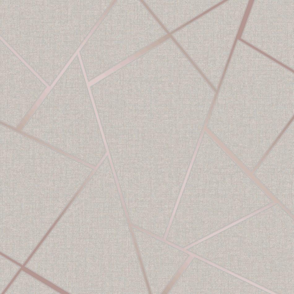 Quartz Rose Gold Geometric Wallpaper by Fine Decor FD42282