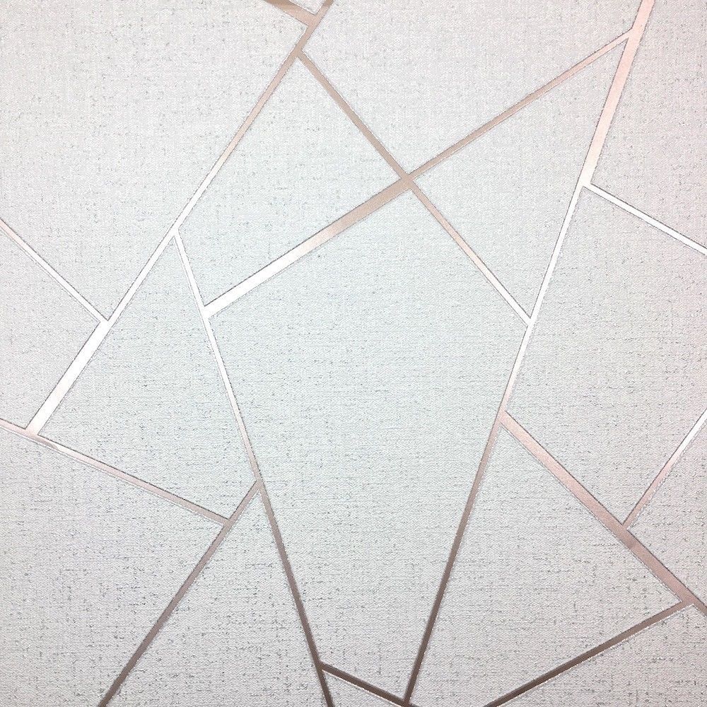 Fine Decor Quartz Cream And Rose Gold Metallic Apex Geometric