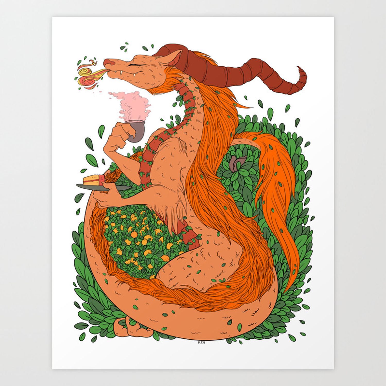 Orange Tea Dragon Art Print