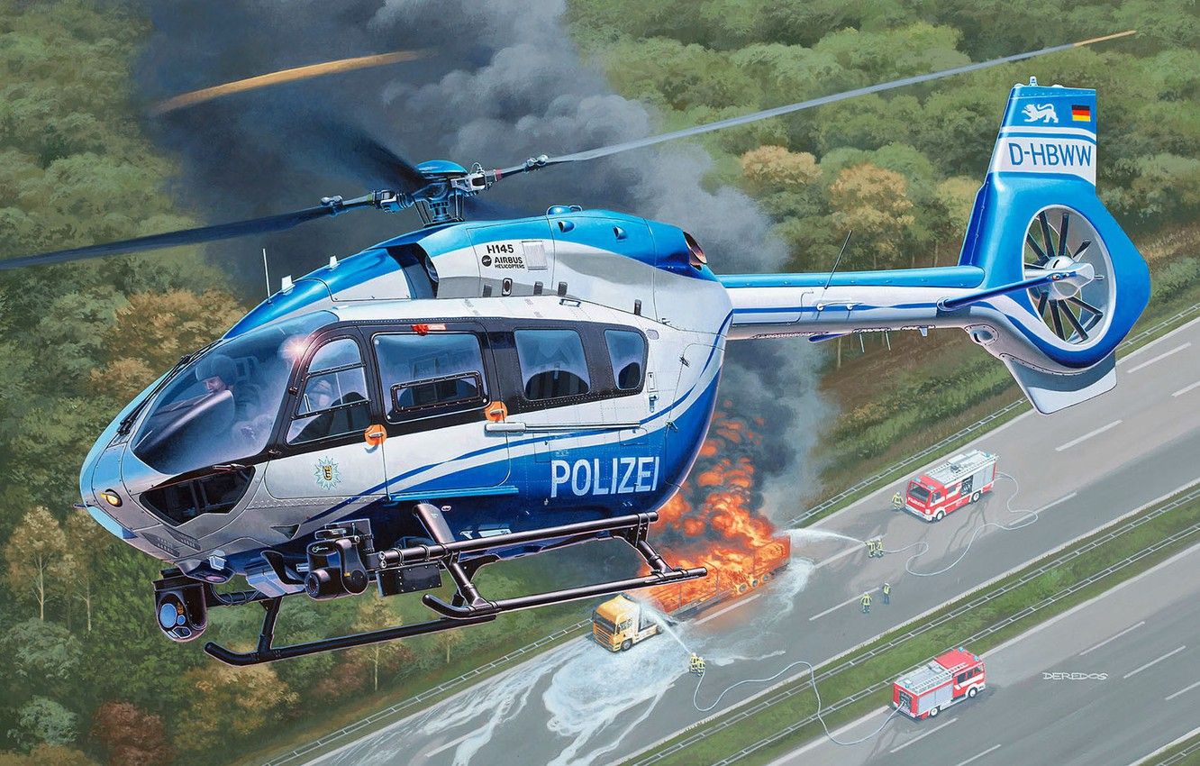 Wallpaper Police, Airbus, Multi Purpose Helicopter, Polizei, H145