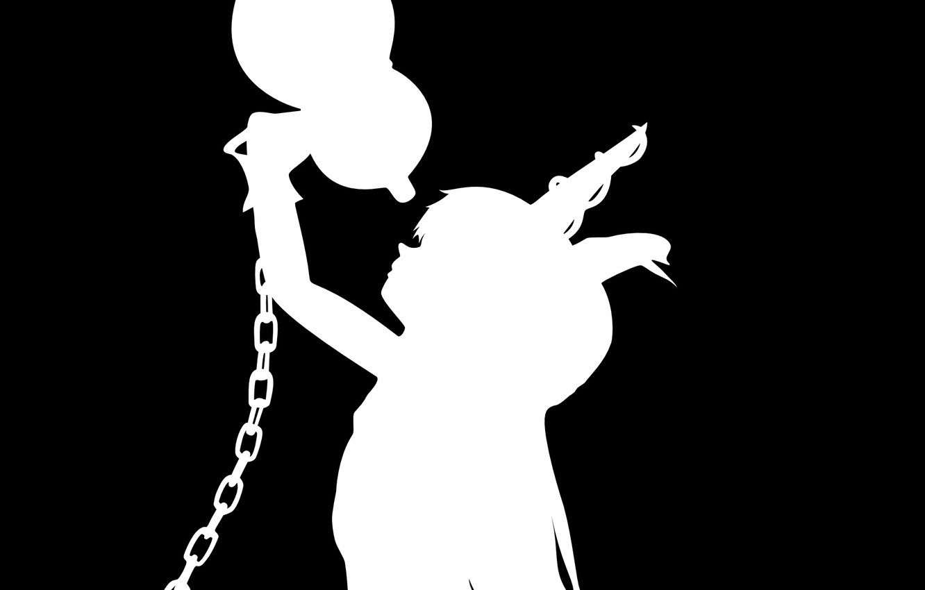 Wallpaper black and white, chain, Horny, project East, touhou project, Ibuki Suika image for desktop, section игры