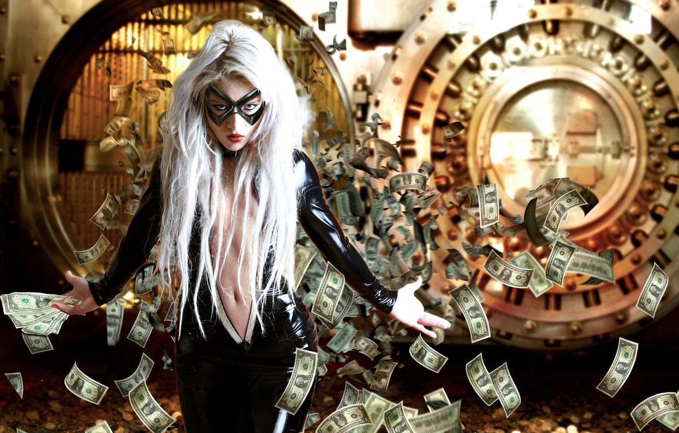 Wallpaper girl, money, mask, the Bank, robbery image for desktop, section девушки