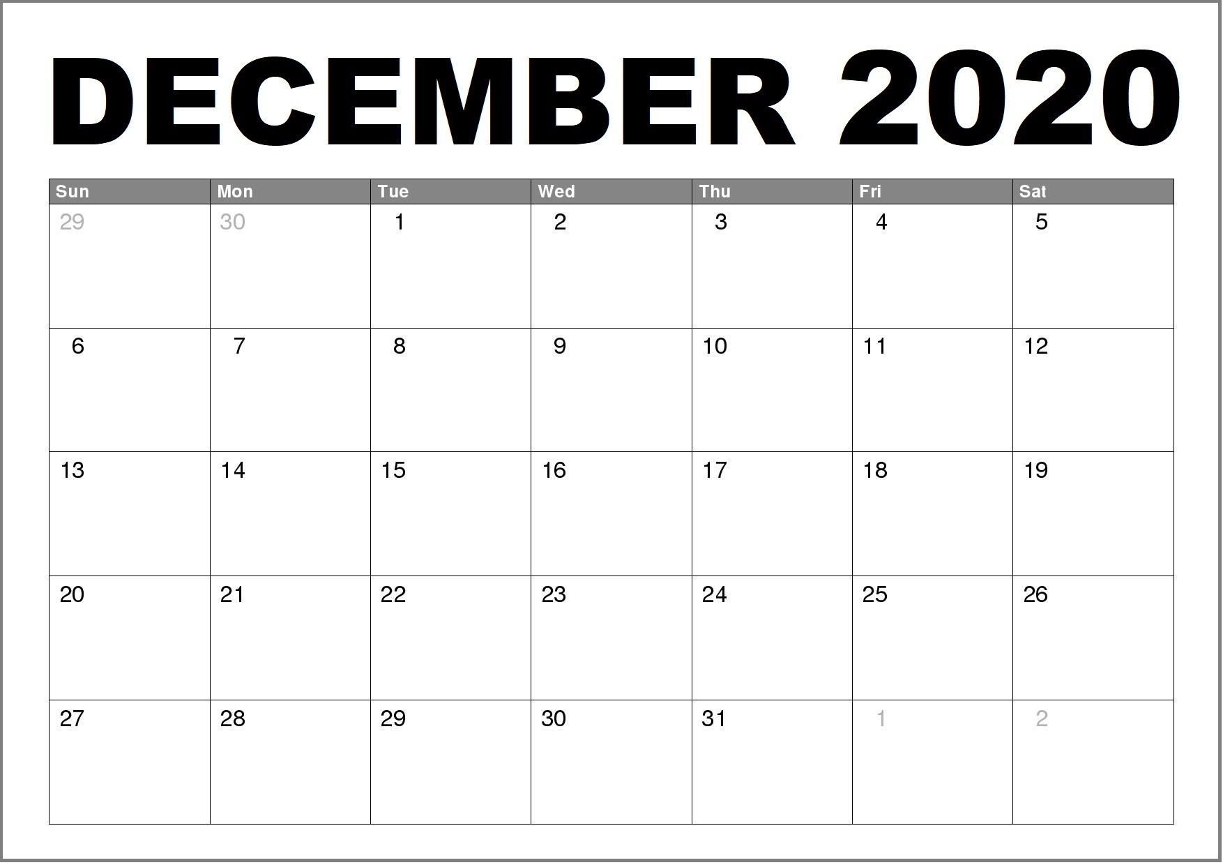 December Calendar Cute Desktop Wallpaper 2020 Printable Blank Holidays Calendar Wishes Image