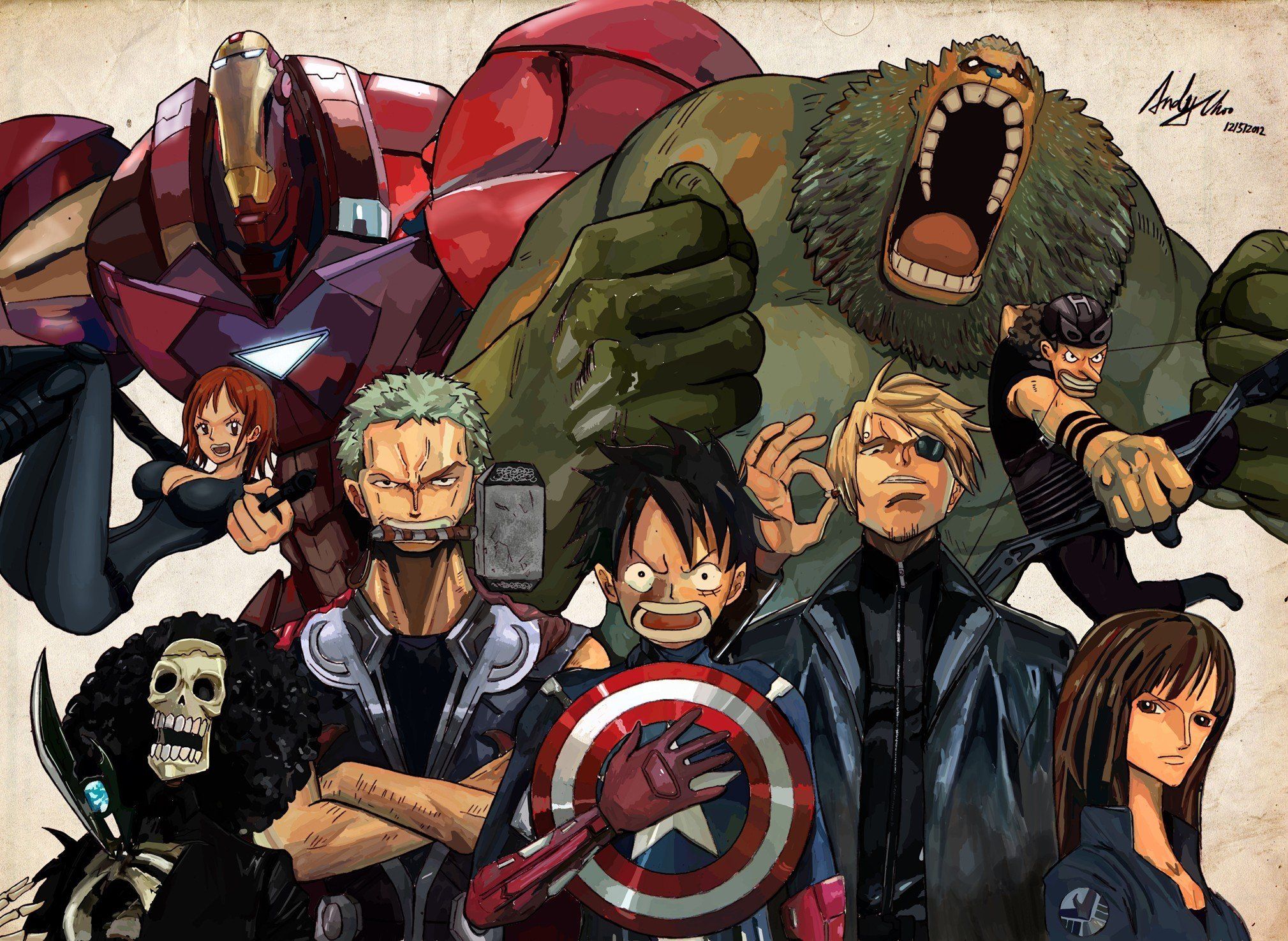 One Piece, Parody, Monkey D. Luffy, Sanji, Usopp, Tony Tony Chopper, Brook, Roronoa Zoro, Nami Wallpaper HD / Desktop and Mobile Background