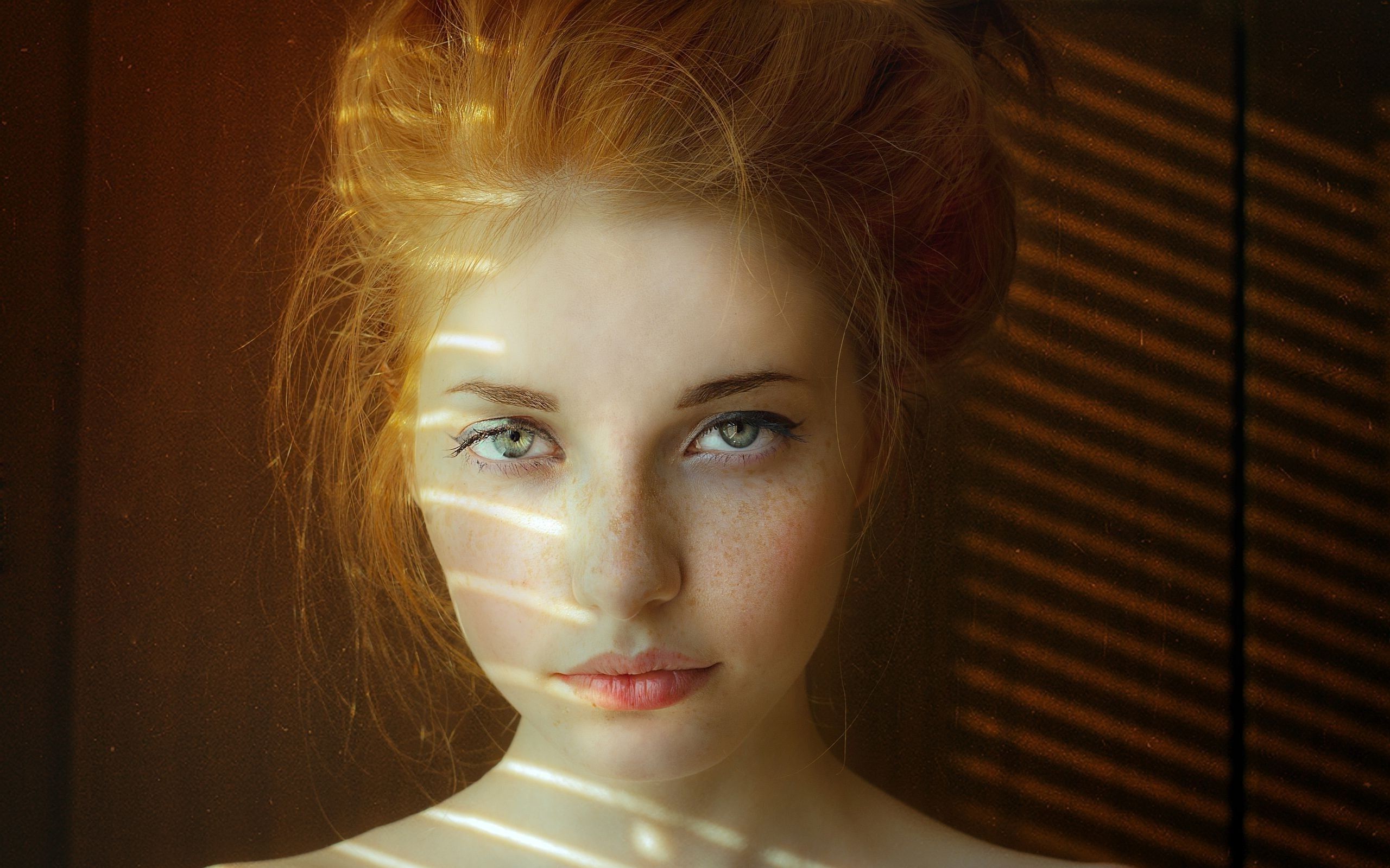 natural Lighting, Women, Redhead, Green Eyes, Face, Freckles