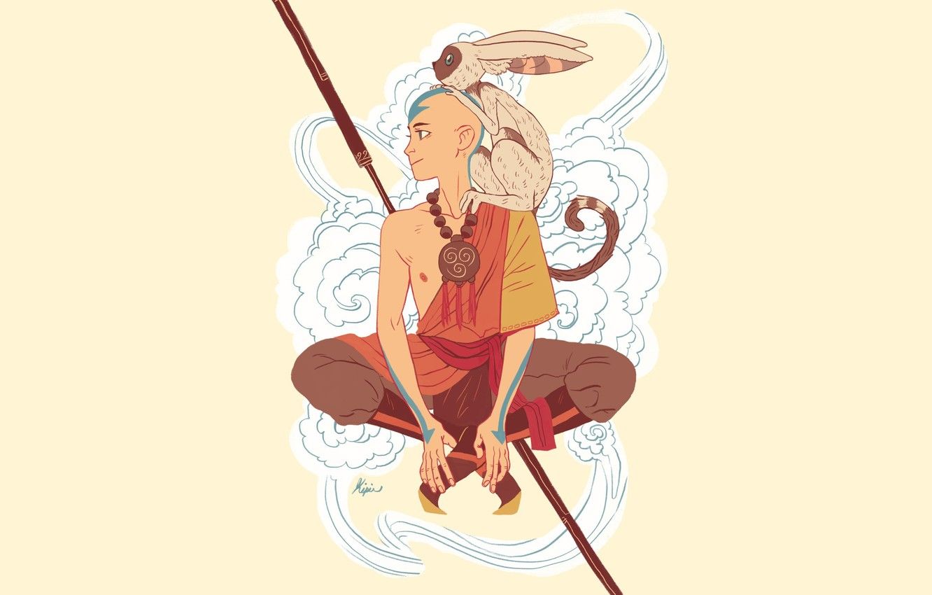 Wallpaper magic, the air, monk, tattoo, lemur, staff, Avatar