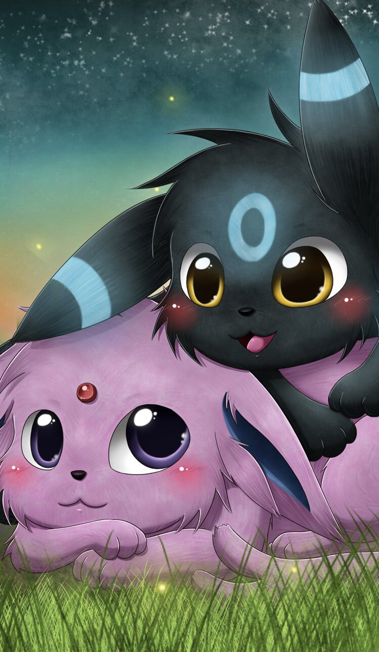 A cute umbreon and espeon that works as a wallpapers : CutePokemon