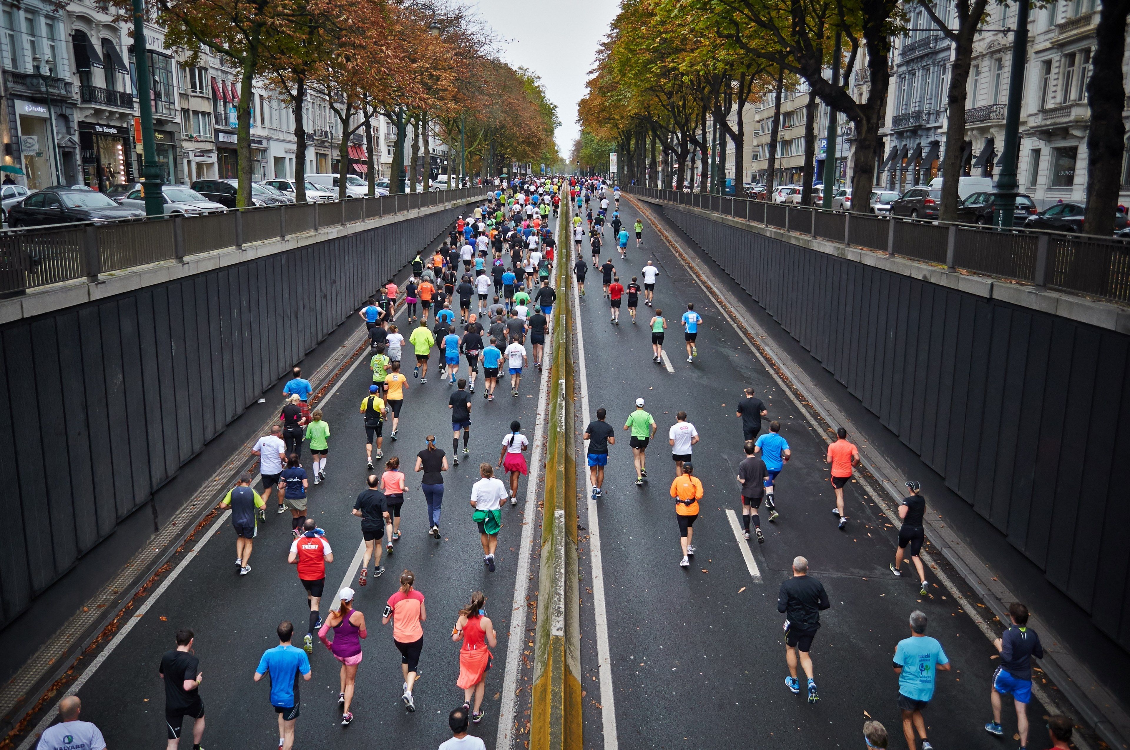 Wallpaper / a large group of people running in a