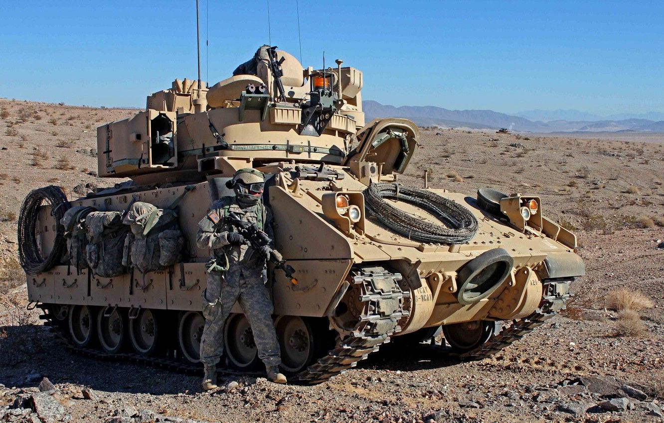 Wallpaper USA, USA, military equipment, M2 Bradley, infantry