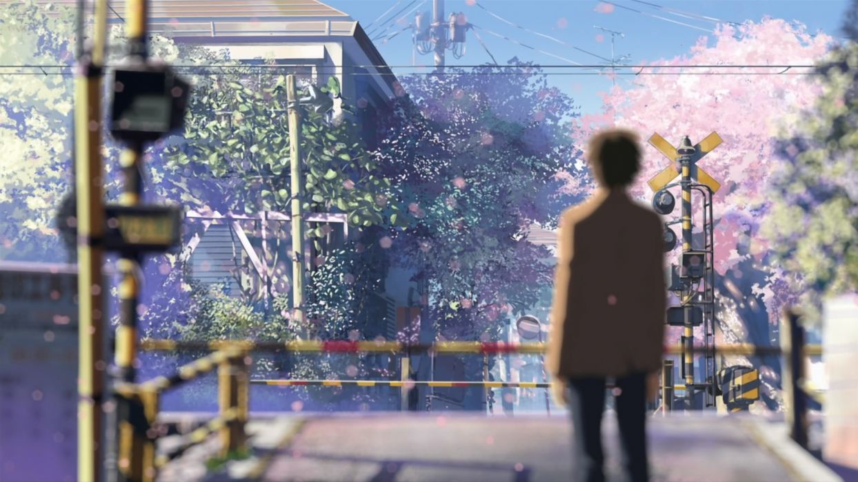 Makoto Shinkai 5 Centimeters Per Second railroad crossing