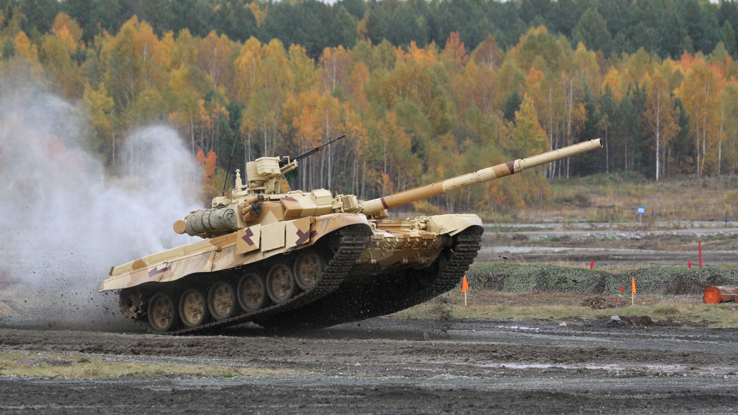 Tank, Military Equipment, The T 90 With, Jump, Uvz