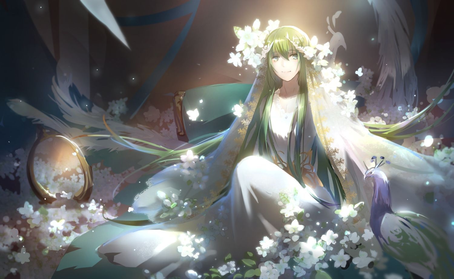 Animal Bird Dress Enkidu Fate_(series) Fate Strange_fake Flowers