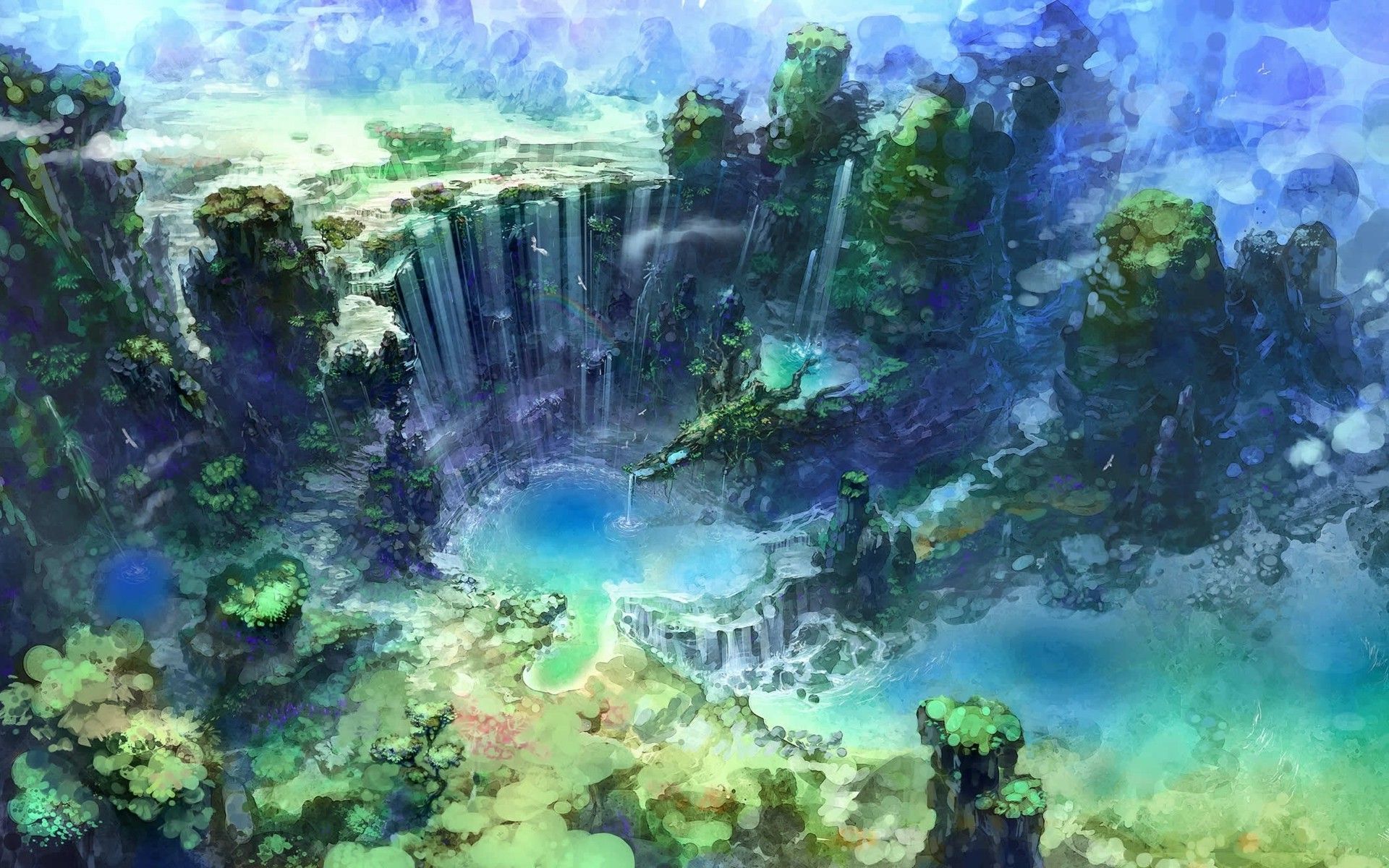 Fantasy waterfall Wallpaper. Water artwork, Waterfall wallpaper, Fantasy art