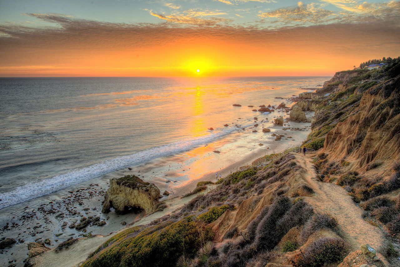 Photo Malibu California USA Beach Sun HDR Sea Nature Sunrises and