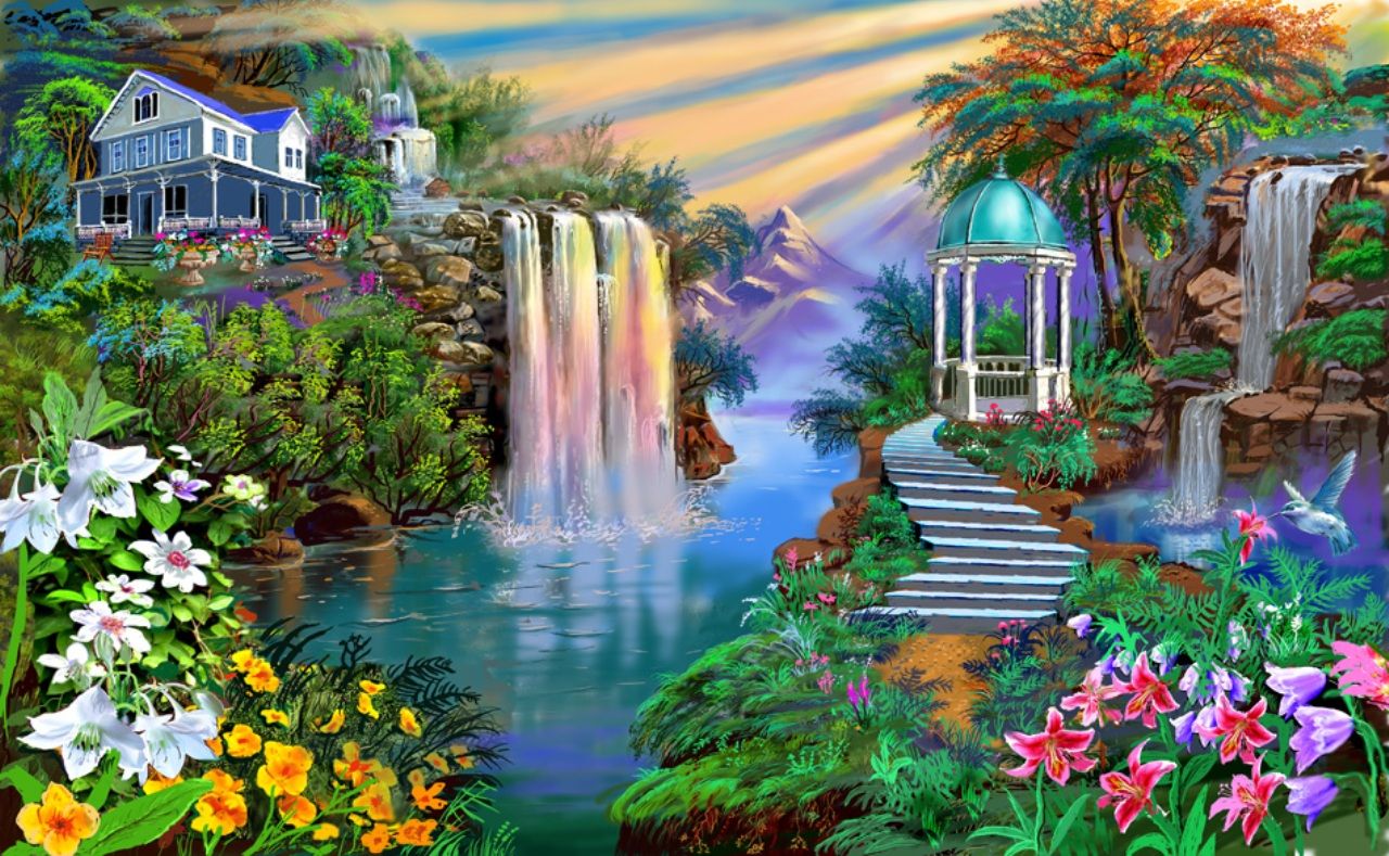 Fantasy Waterfall Wallpapers Wallpaper Cave