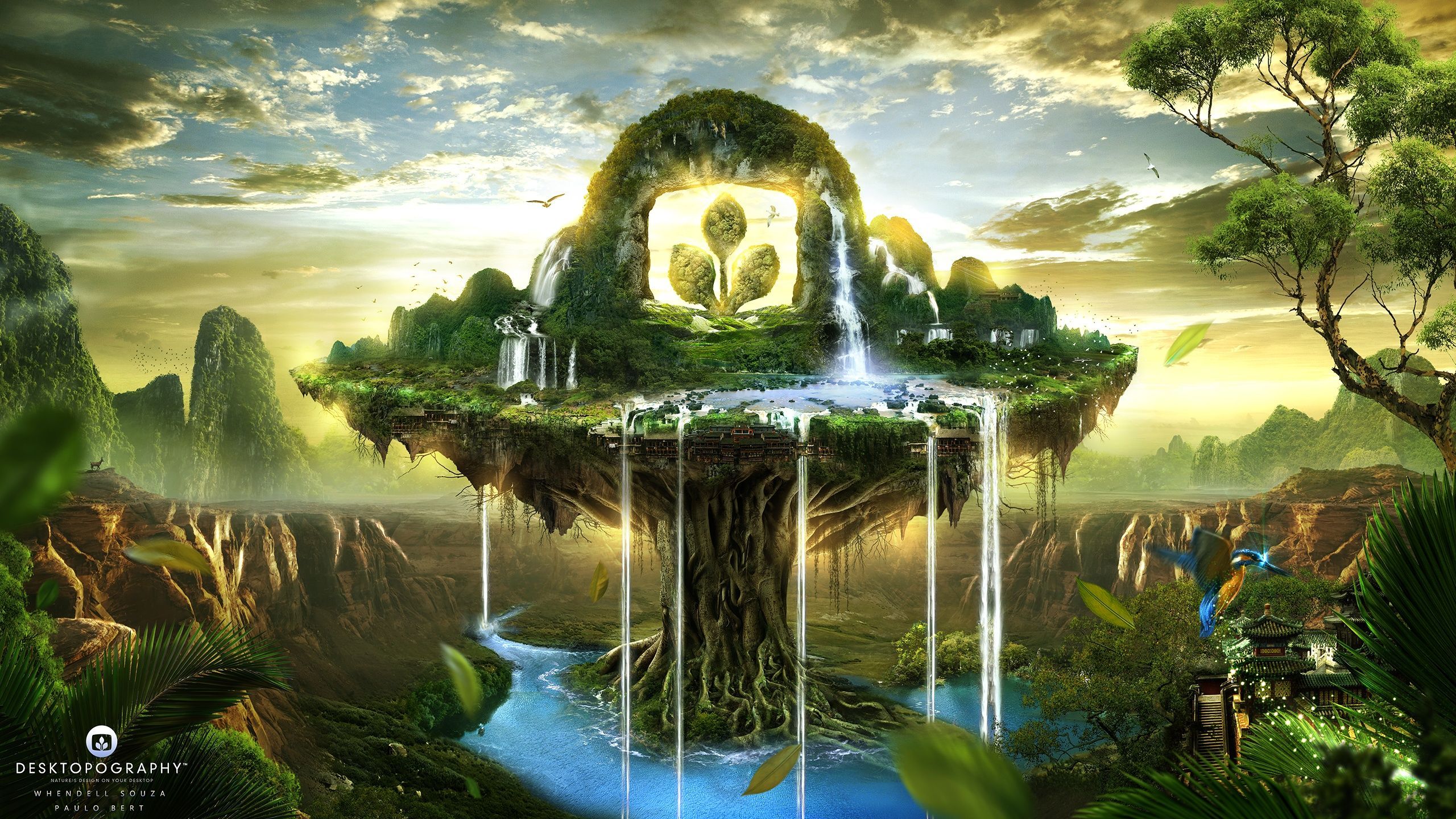 Waterfall Wallpaper. HD Background. Fantasy landscape, Waterfall wallpaper, Background image