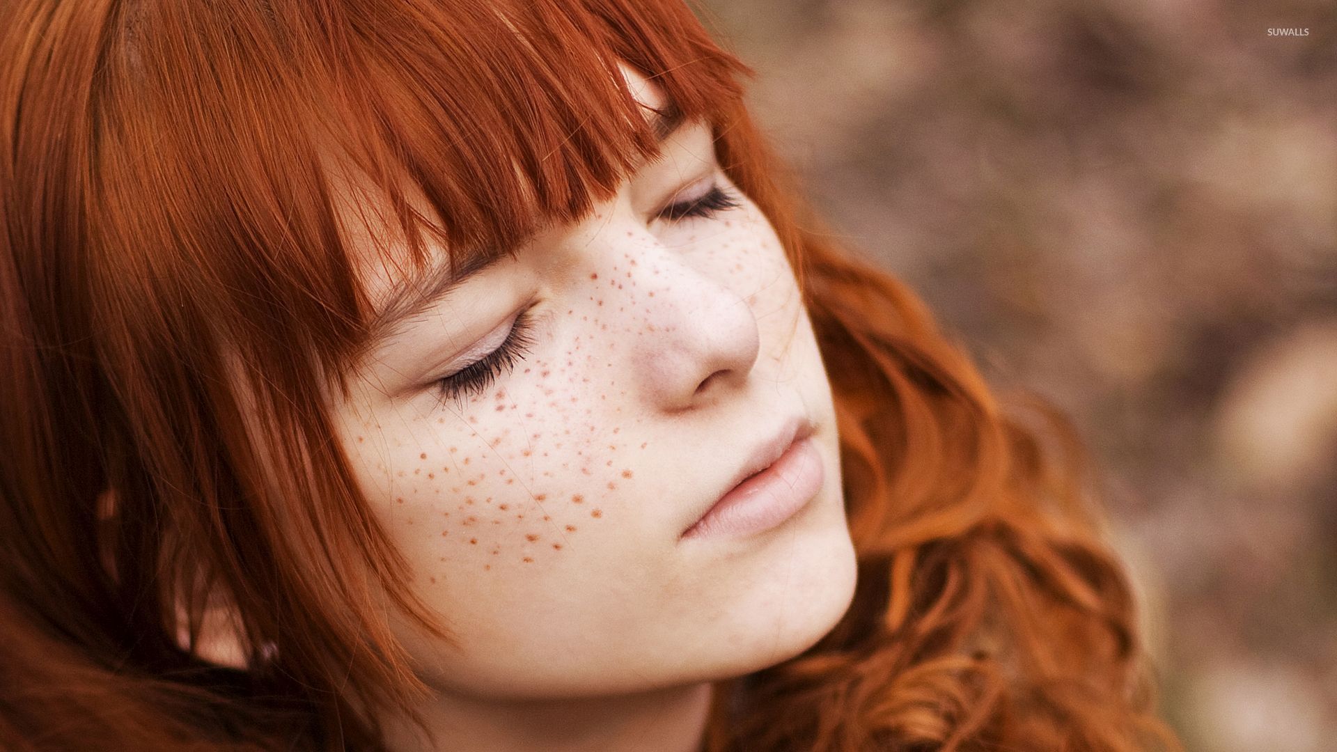 Cute redhead with closed eyes wallpaper wallpaper