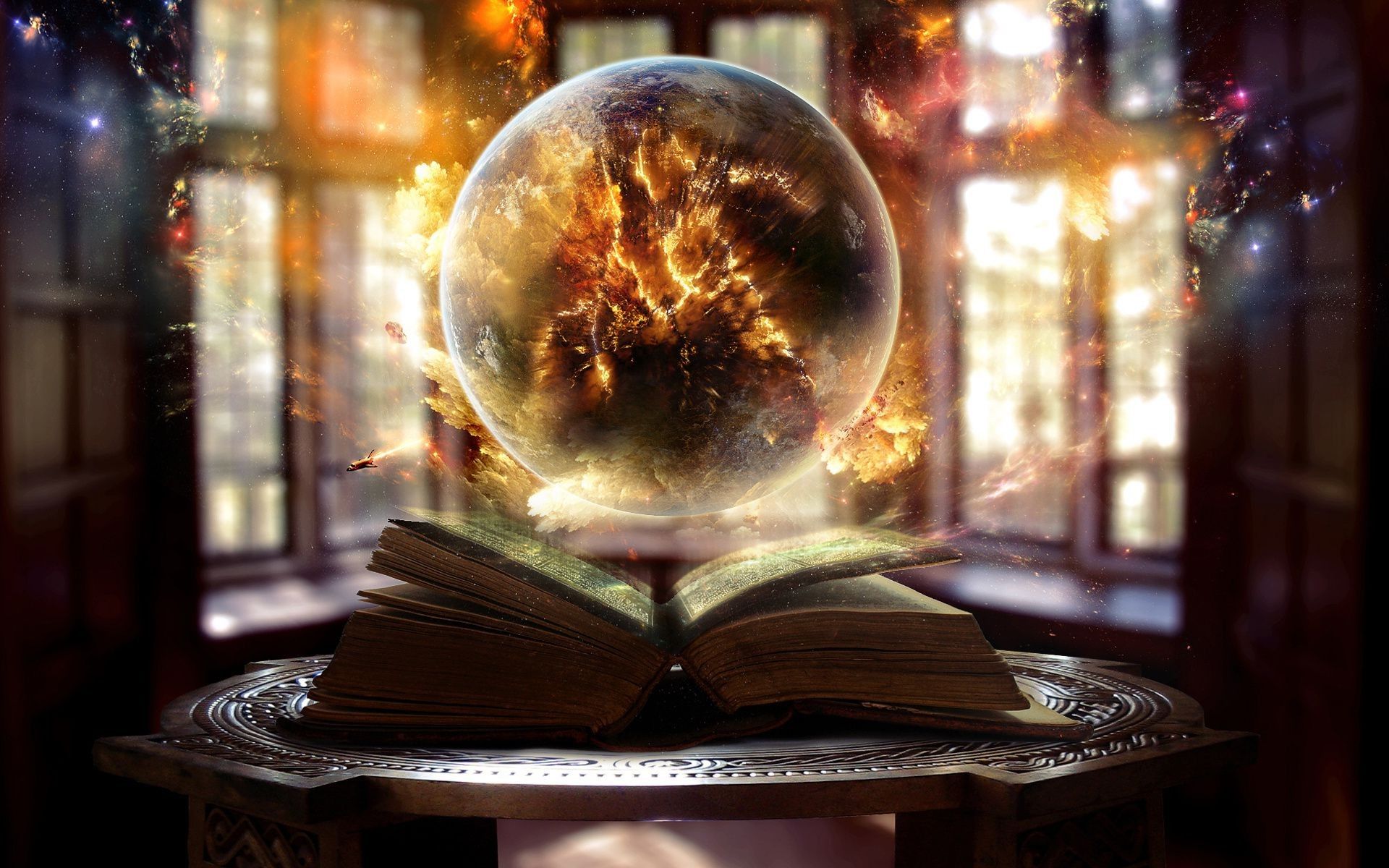 Magic fire sphere ball sparks book