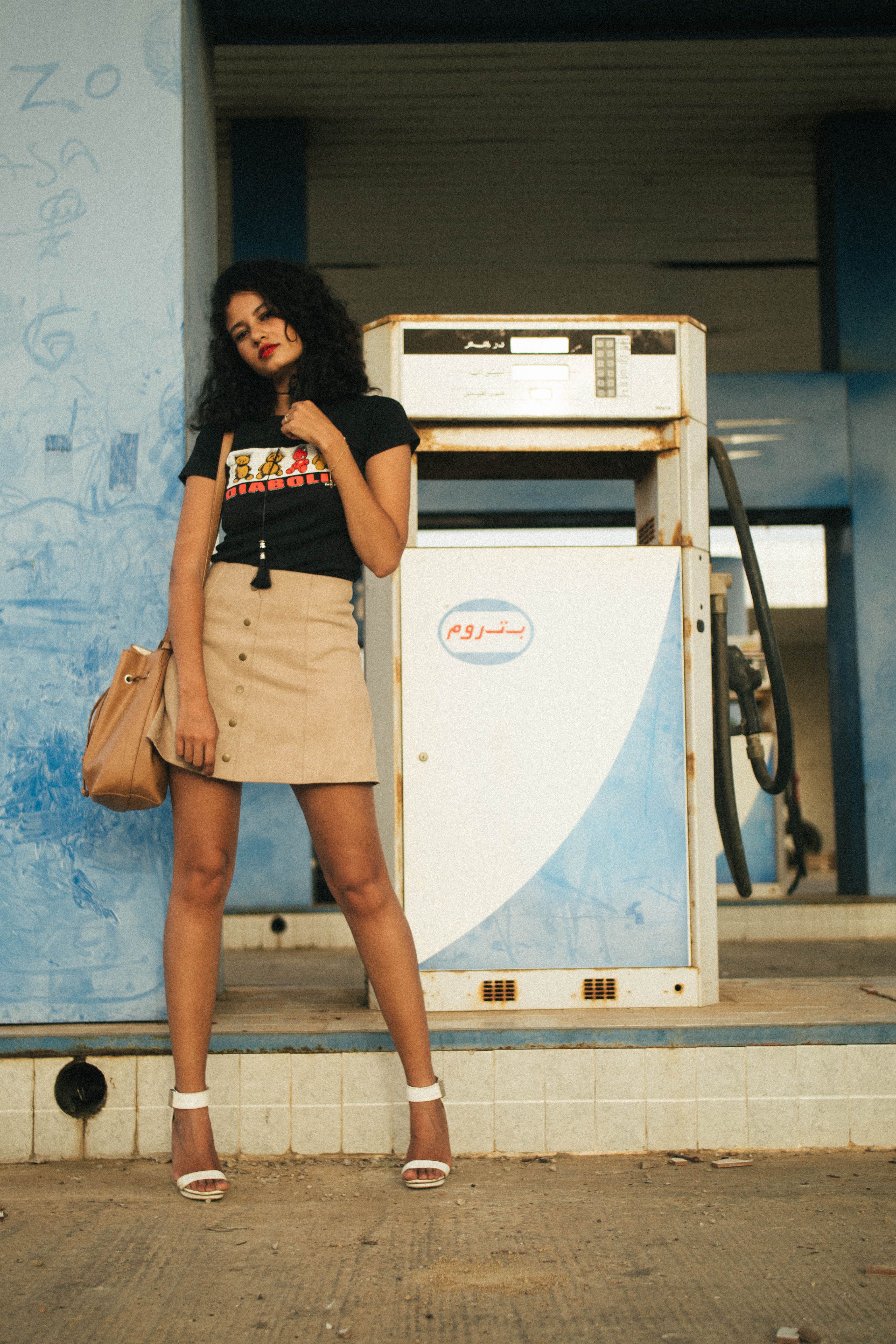 Travel plans part 1. road trip vibe in an abandoned gas station