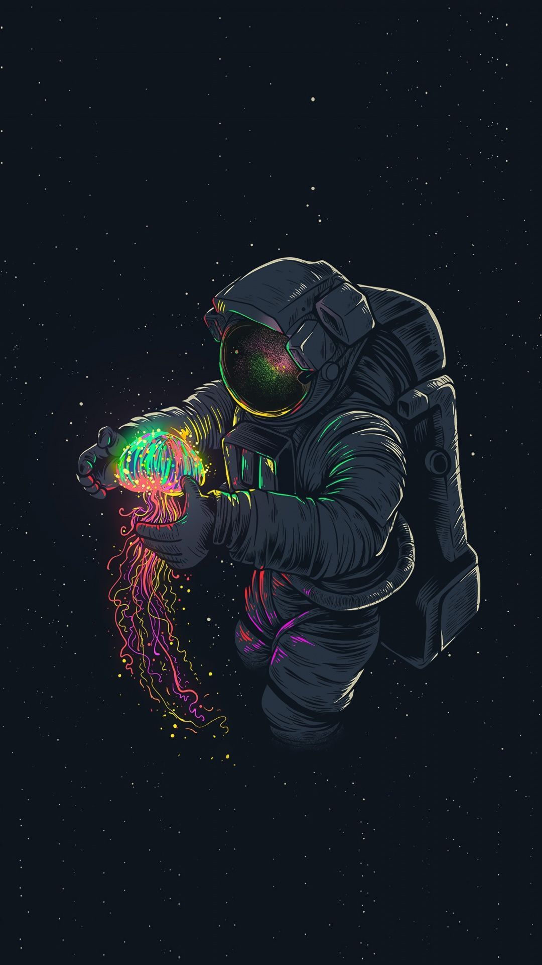 Jellyfish and astronaut artwork fantasy minimal