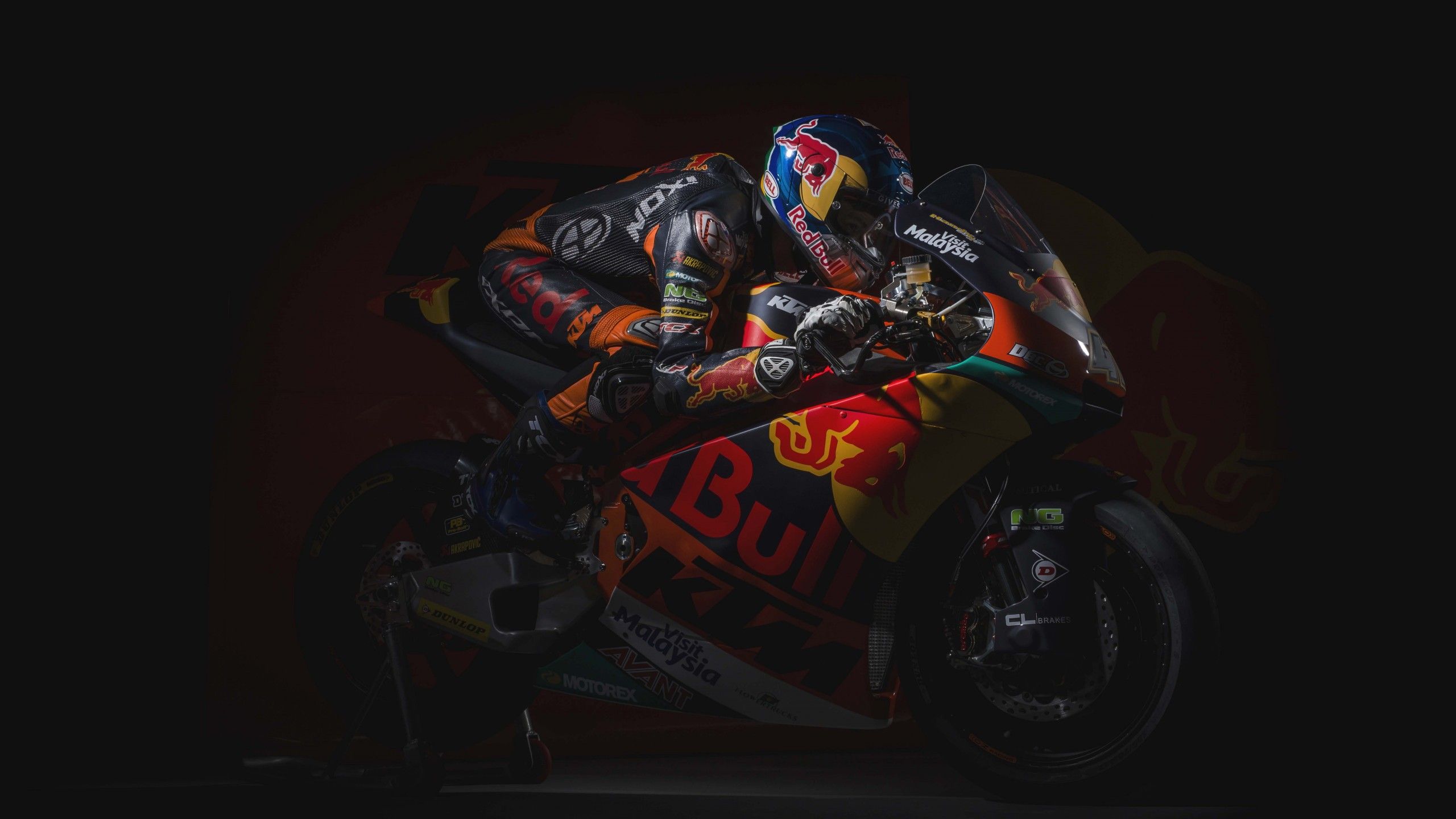 Wallpaper KTM Moto MotoGP, Dark Background, 4K, 8K, Black Dark