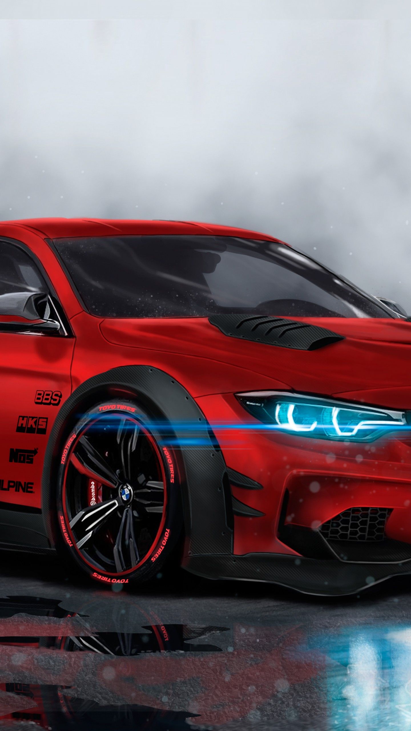 Wallpaper BMW M Custom, CGI, Neon, Sport car, HD, 4K, Automotive